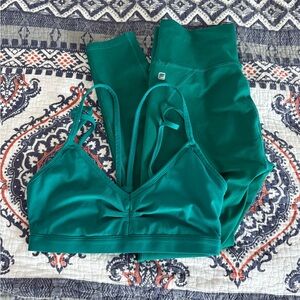 Fabletics Teal Sports Bra and Leggings Set
